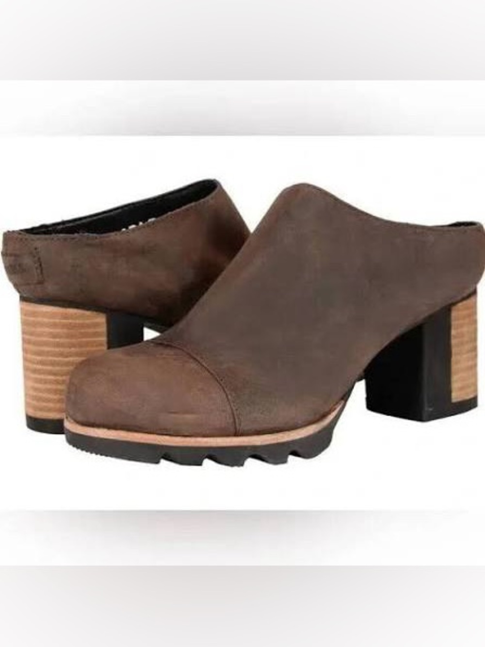 SOREL ADDINGTON MULE BROWN LEATHER SIZE 7